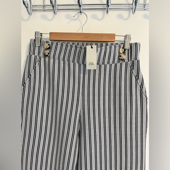 River Island Pinstripe Pant in Black & White - Picture 4 of 6